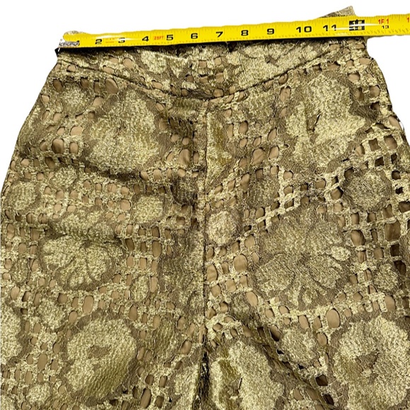 Raoul Arango Metallic Gold Lace Cutout Statement Pants Womens Small Avant Garde - Picture 7 of 11